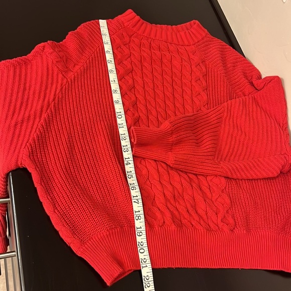 EntireWorld Organic Cotton Cableknit red pullover sweater, slouchy, size Small - Picture 4 of 8